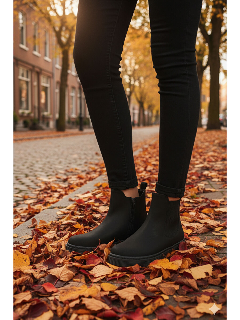 Siyah Nubuk İçi Polarlı Fermuarlı Kaymaz Kadın Bot 24071 Z-2