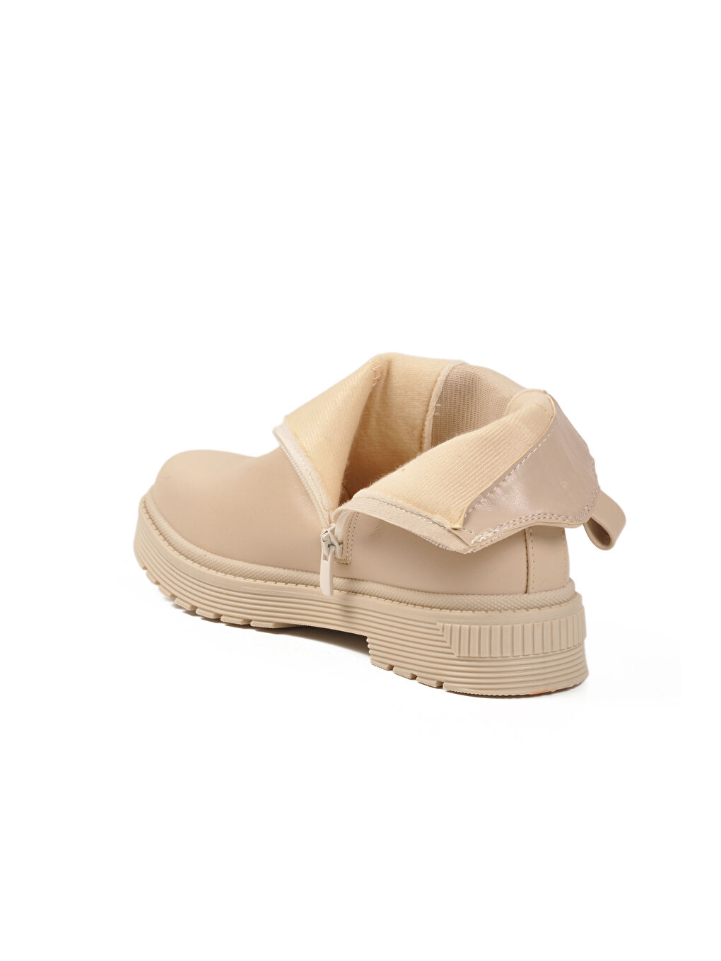 Bej İçi Polarlı Fermuarlı Kaymaz Kadın Bot 24071 Z-3