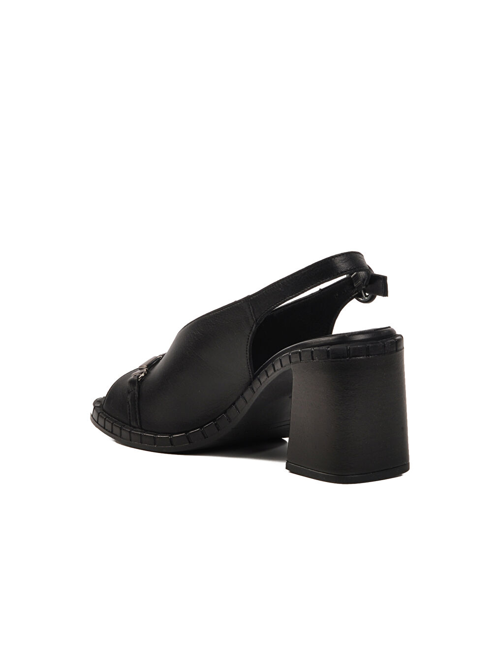 Siyah Hakiki Deri Kadın Topuklu Sandalet 2511902Y Z-3