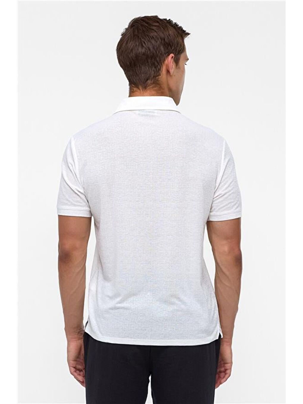 Beyaz Regular Düz Polo Yaka Tişört-4