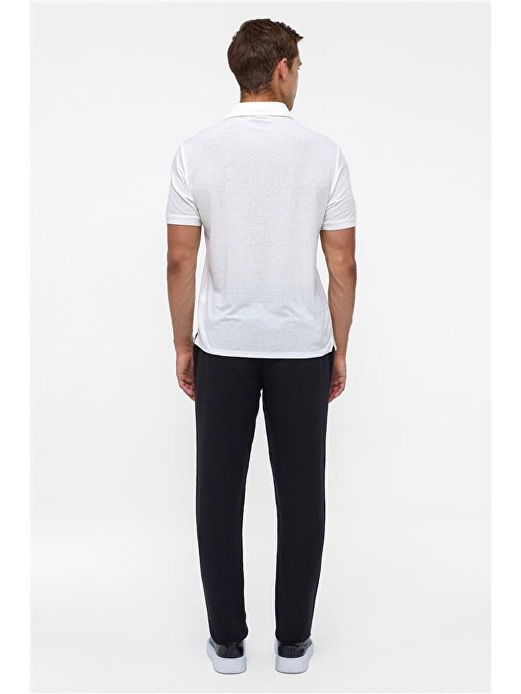 Beyaz Regular Düz Polo Yaka Tişört-5