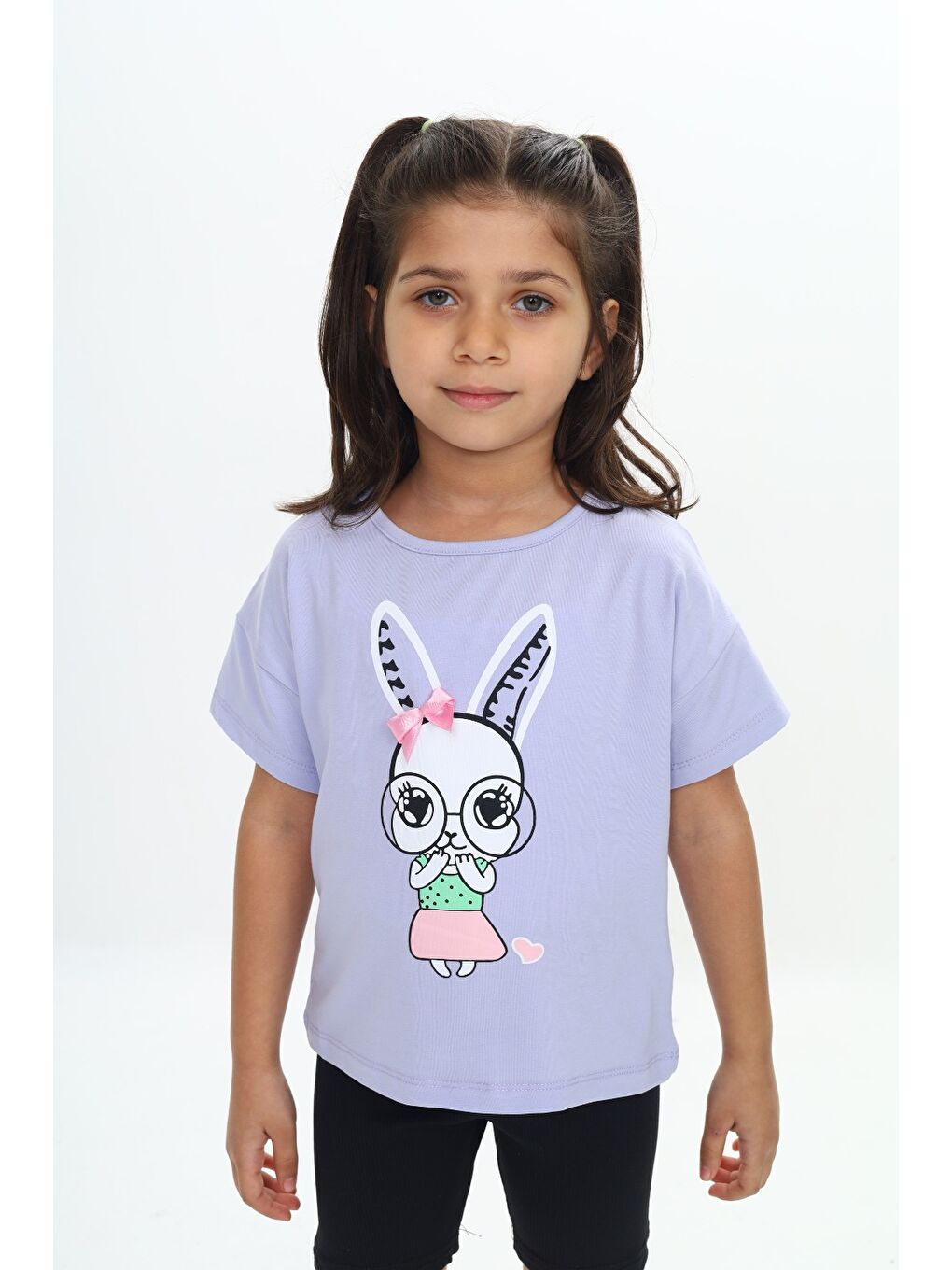 Mavi Kız Çocuk Tavşan Baskılı Tişört