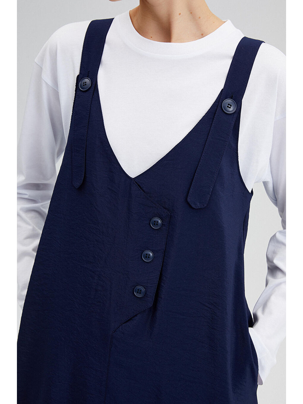 Lacivert Düğme Detaylı Jile-4