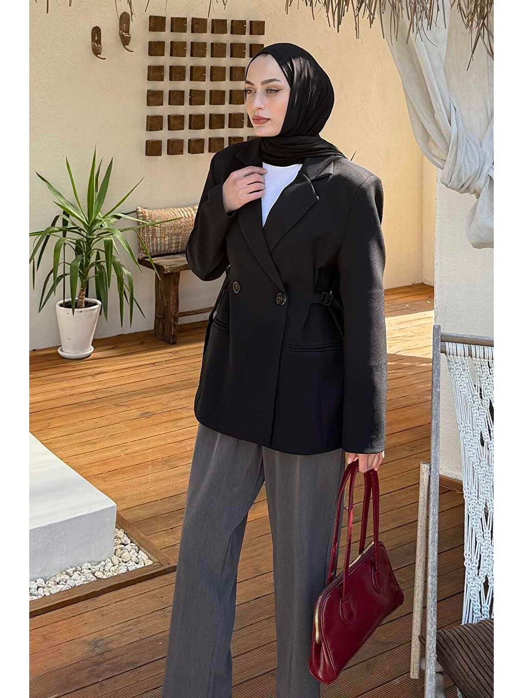 Yandan Bağlamalı Ceket Siyah-1