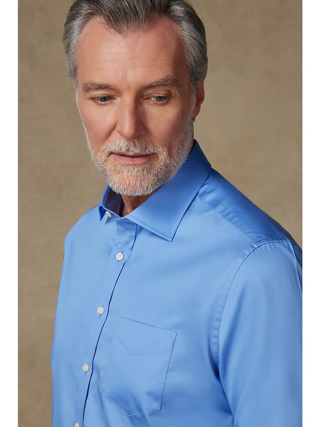 Leonardo Saten Pamuklu Comfort Fit Koyu Mavi Klasik Yaka Erkek Düz %100 Pamuk Gömlek-3