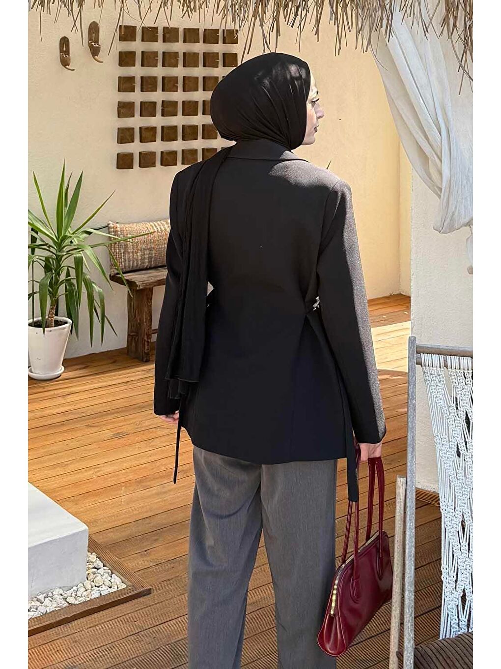 Yandan Bağlamalı Ceket Siyah-3