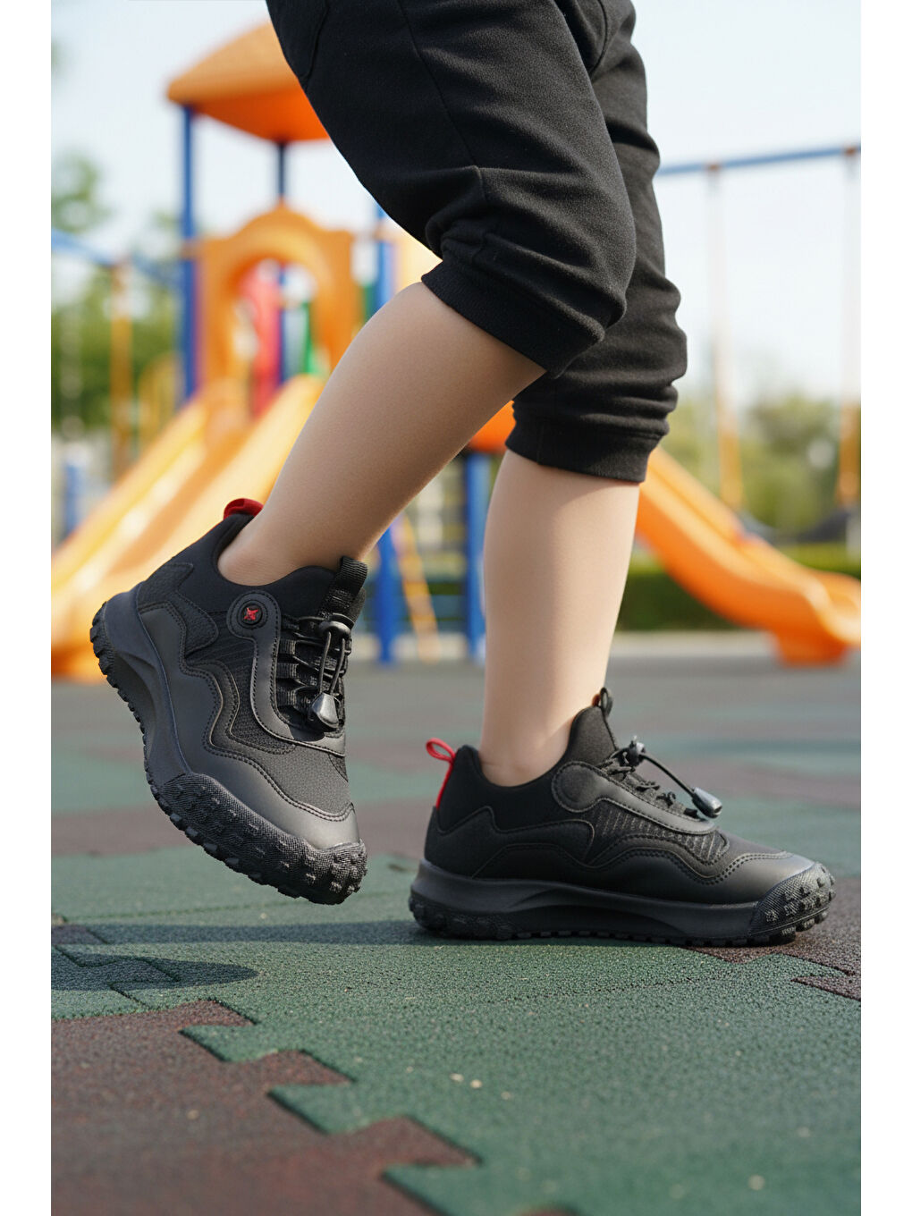 Siyah Lastik Bağcıklı Erkek Çocuk Spor Ayakkabı G63 Kids F-2