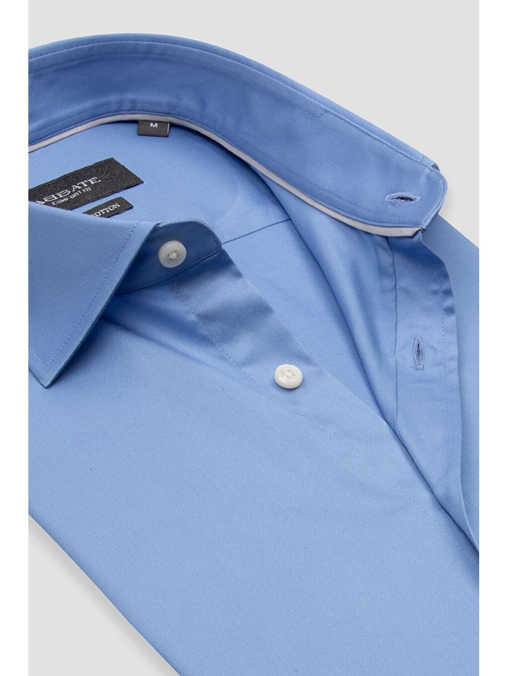 Leonardo Saten Pamuklu Comfort Fit Koyu Mavi Klasik Yaka Erkek Düz %100 Pamuk Gömlek-5