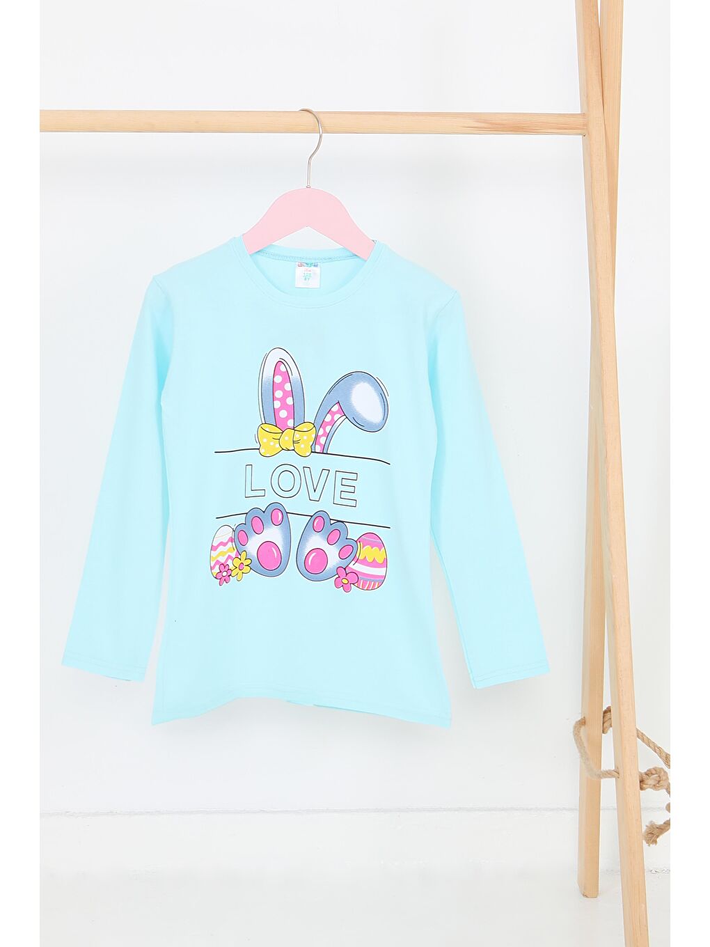 Kız Çocuk Bebe Mavi Uzun Kollu Baskılı Penye Badi - 27700