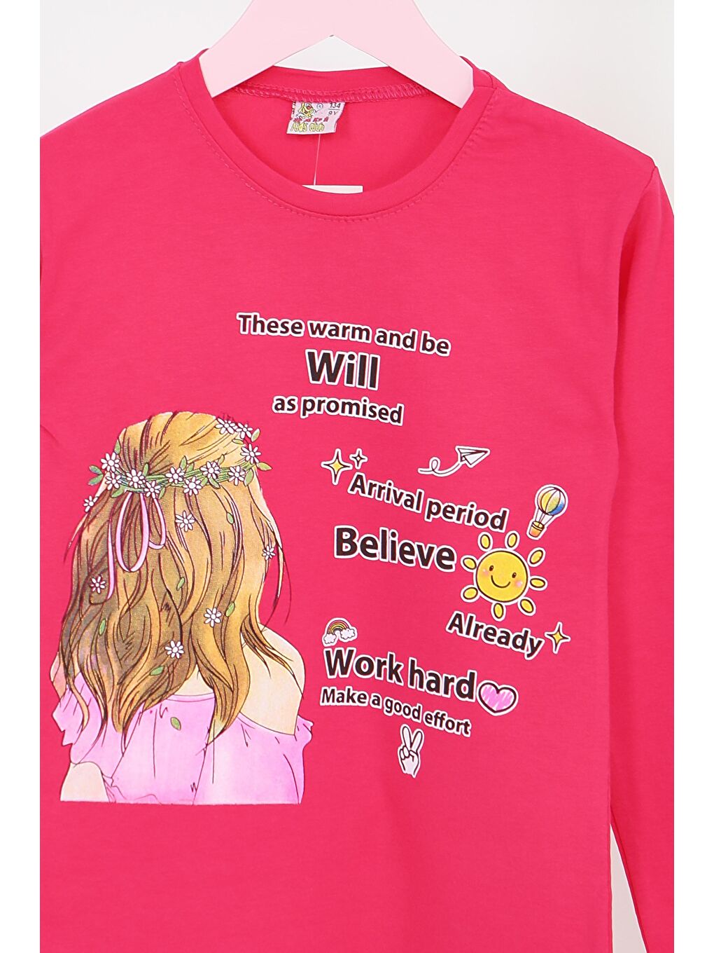 Fuşya Kız Çocuk Fusya Uzun Kollu Baskılı Penye Badi - 27697-1