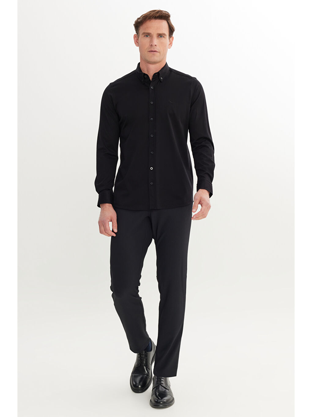 Erkek Siyah Slim Fit Dar Kesim Cepli Esnek Takım Elbise Pantolonu-4