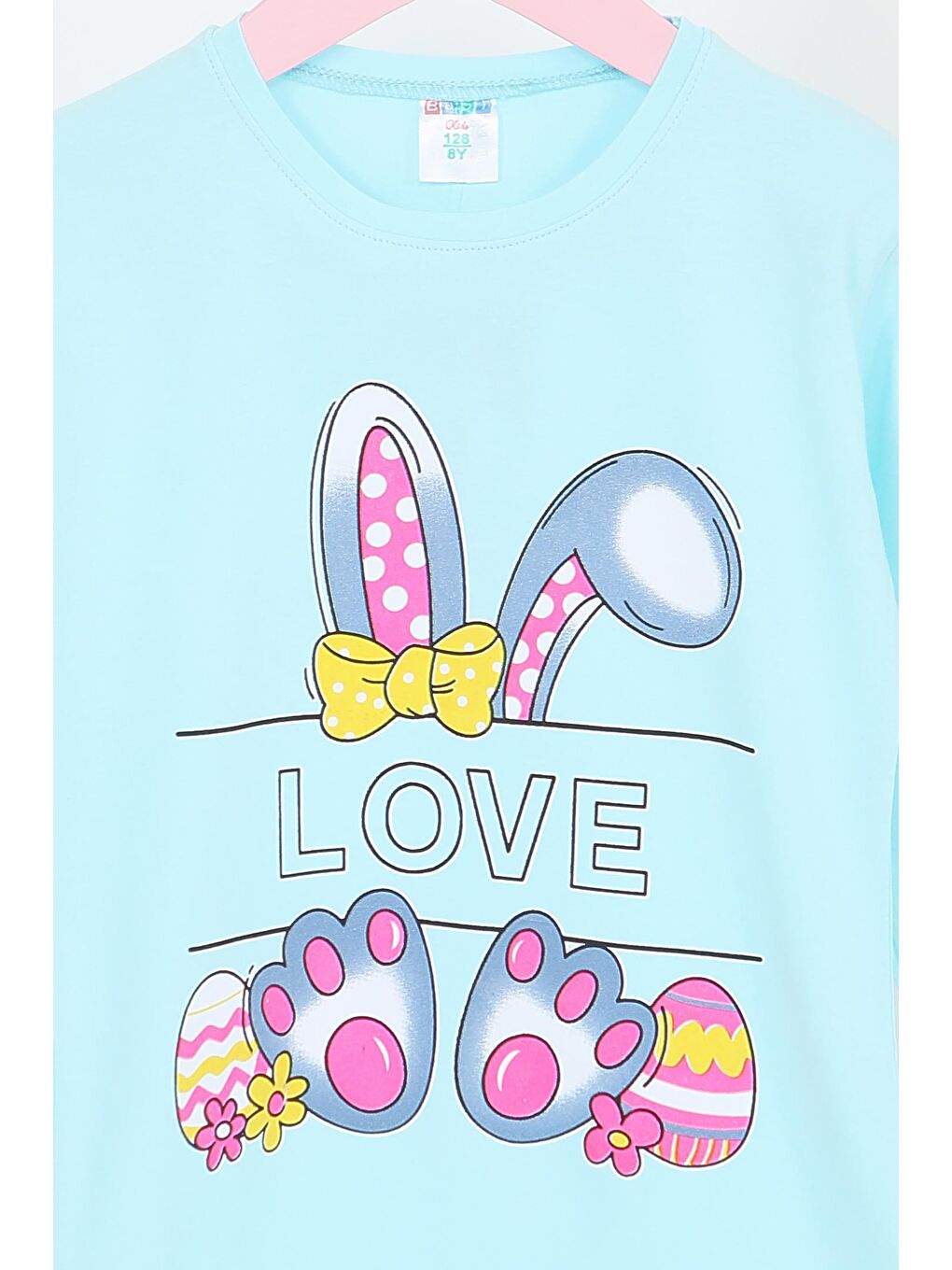 Kız Çocuk Bebe Mavi Uzun Kollu Baskılı Penye Badi - 27700-1