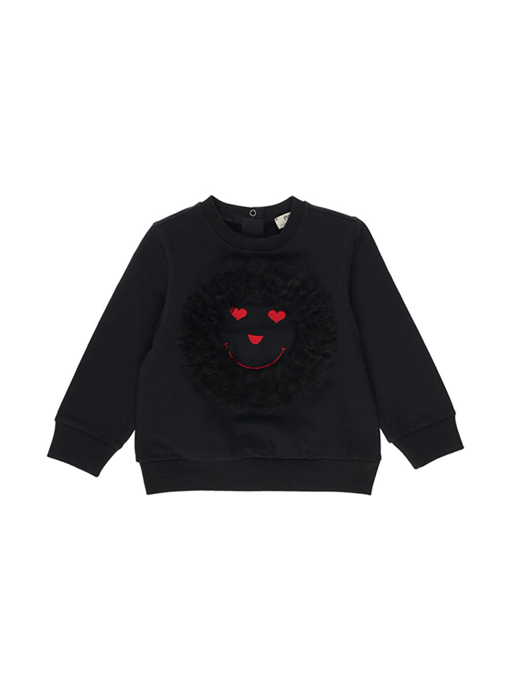 Kız Bebek Nakış Detaylı Siyah Sweatshirt