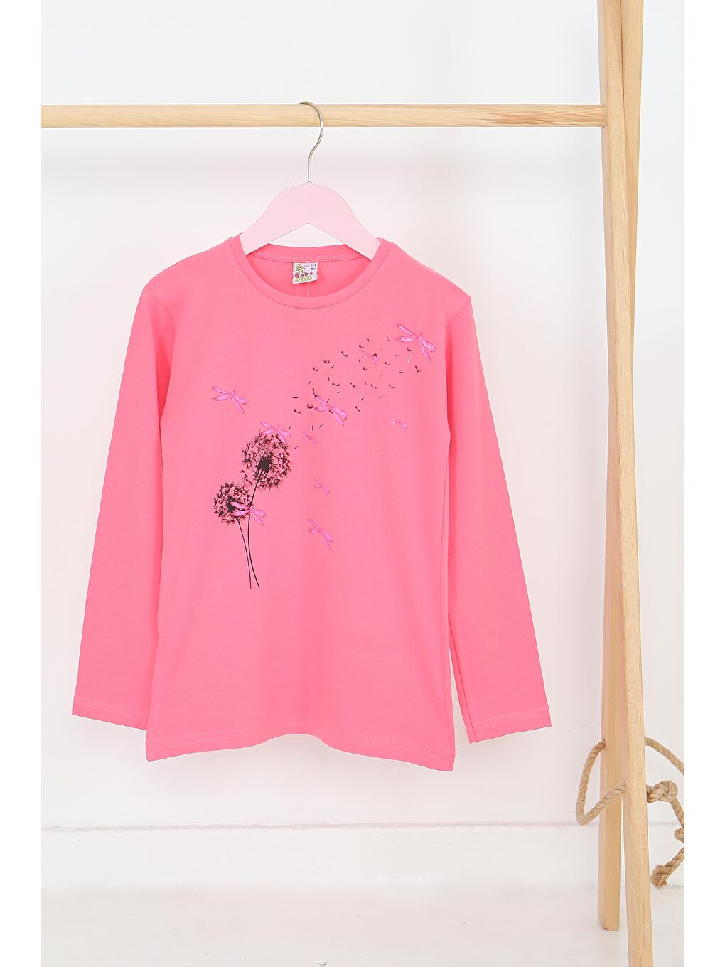 Kız Çocuk Pembe Uzun Kollu Baskılı Penye Badi - 27690