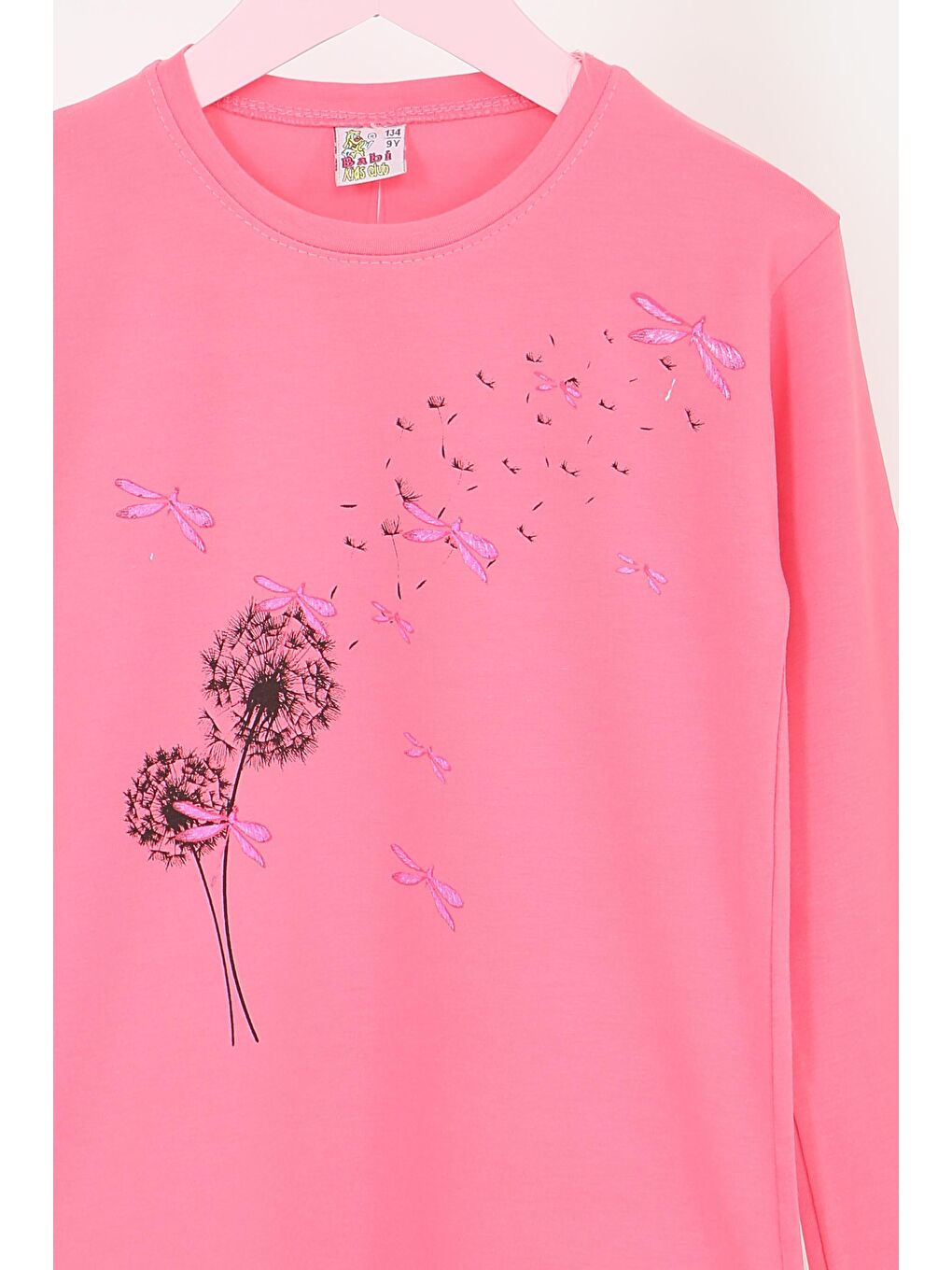 Kız Çocuk Pembe Uzun Kollu Baskılı Penye Badi - 27690-1