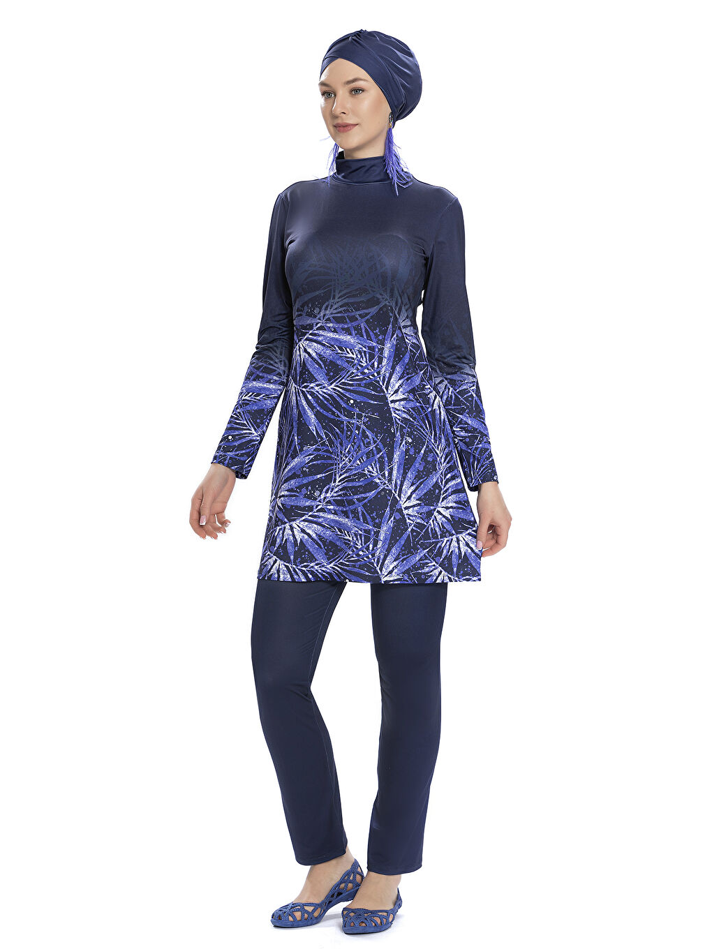 Elastanlı Tam Kapalı Tesettür Mayo 279-521 Lacivert