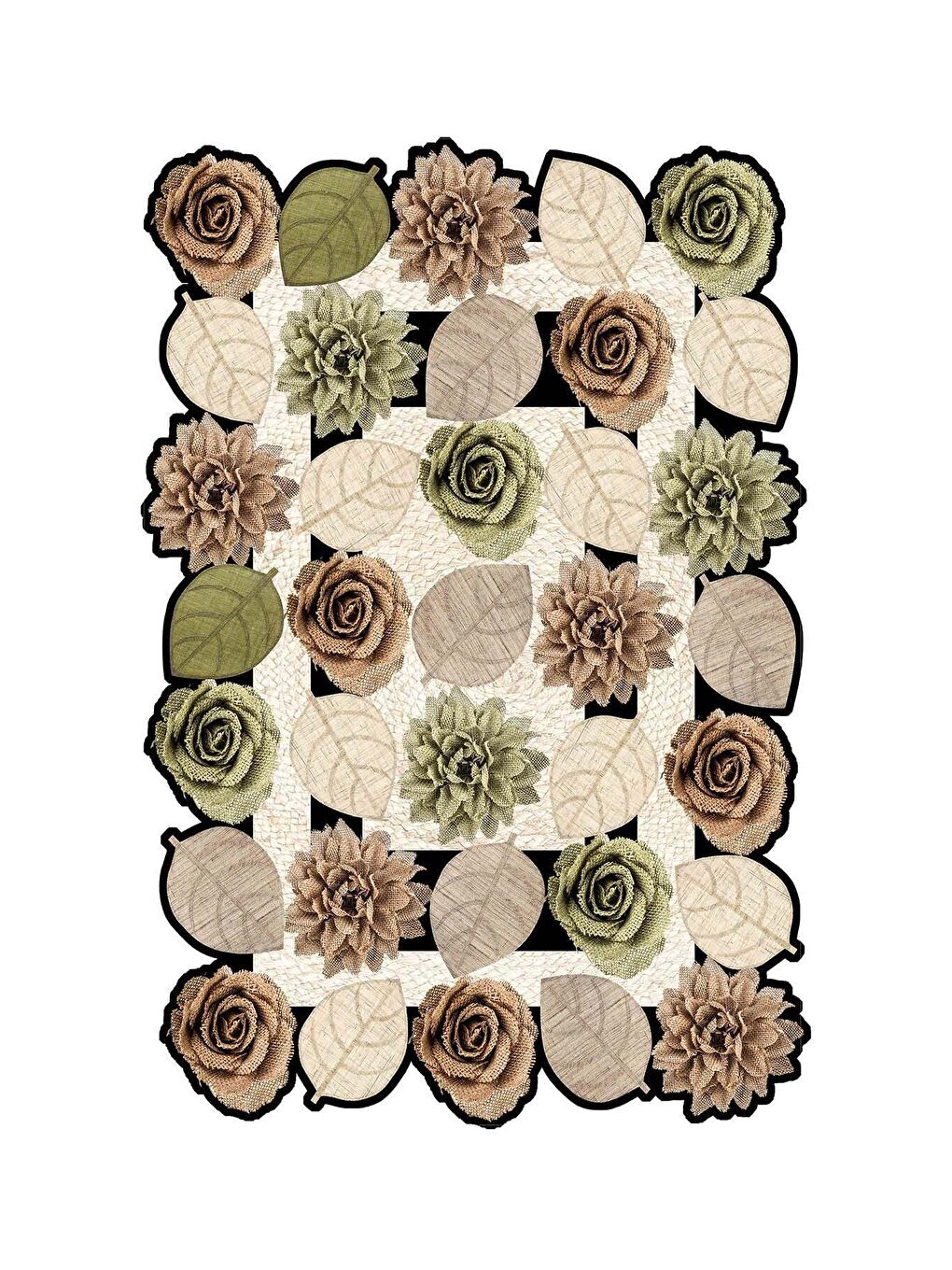 Kahverengi Dekoratif Özel Tasarım Yıkanabilir, Modern Halı  180 x 280 cm-1