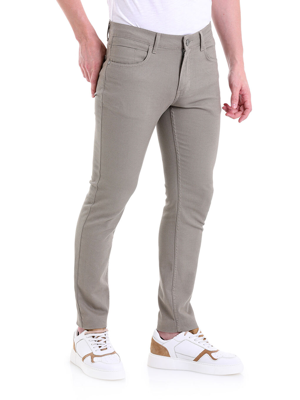 Haki Slim Fit Desenli Pamuklu 5 Cep Kanvas Pantolon-3