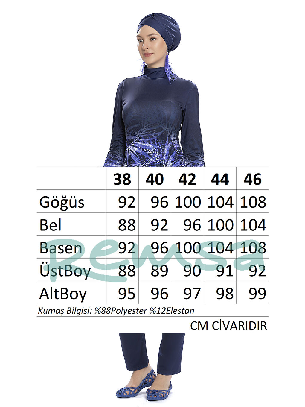 Elastanlı Tam Kapalı Tesettür Mayo 279-521 Lacivert-2