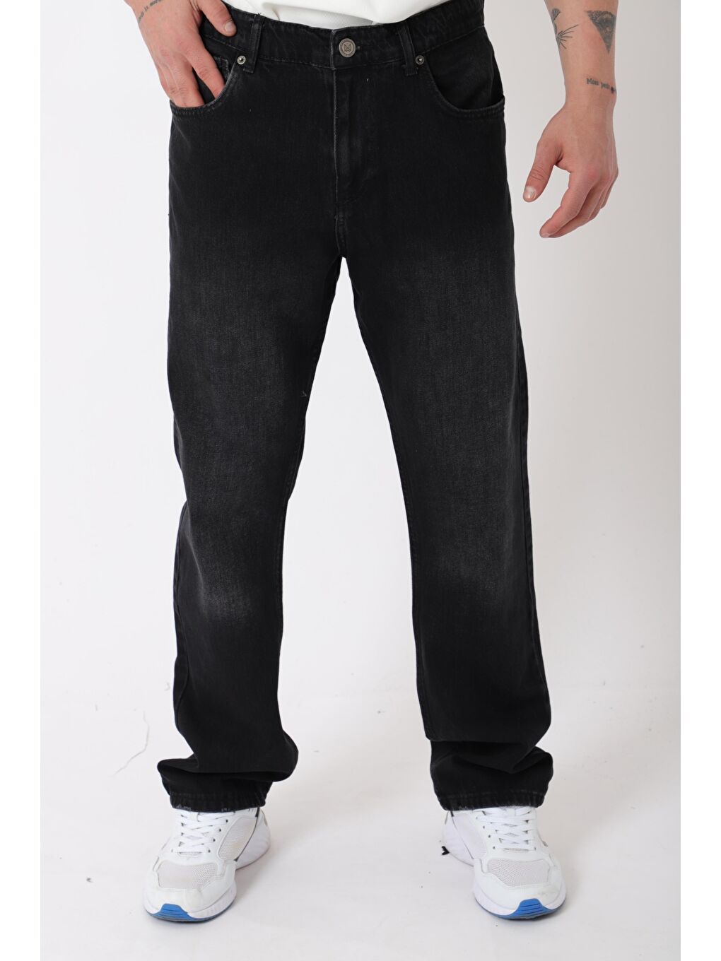 Siyah Rahat Baggy %100 Pamuk Jean Pantolon MM_0405-1