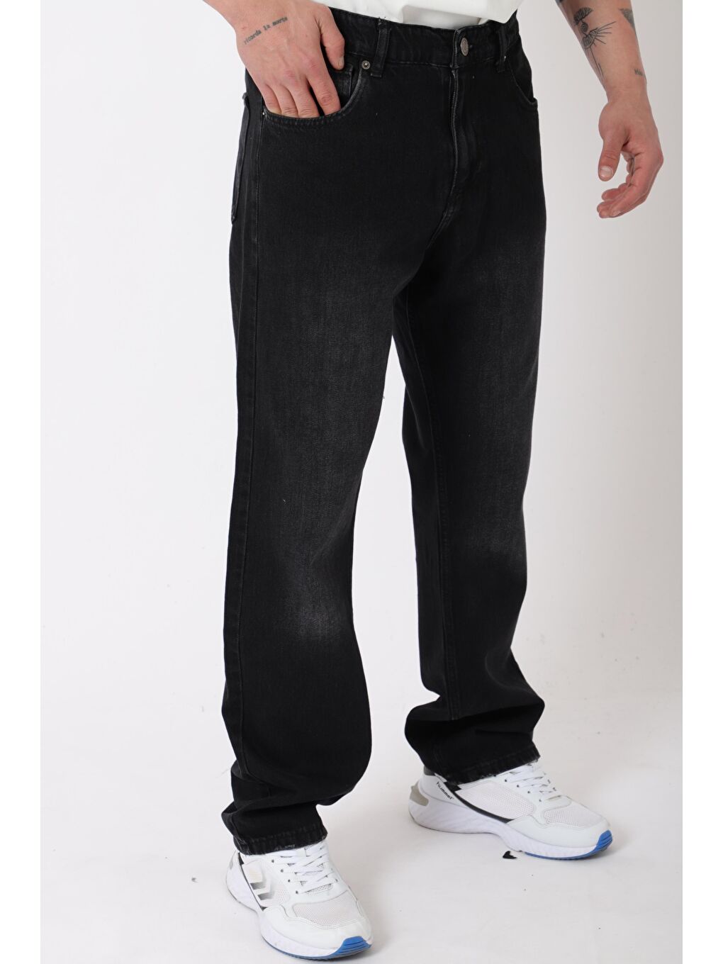 Siyah Rahat Baggy %100 Pamuk Jean Pantolon MM_0405-4