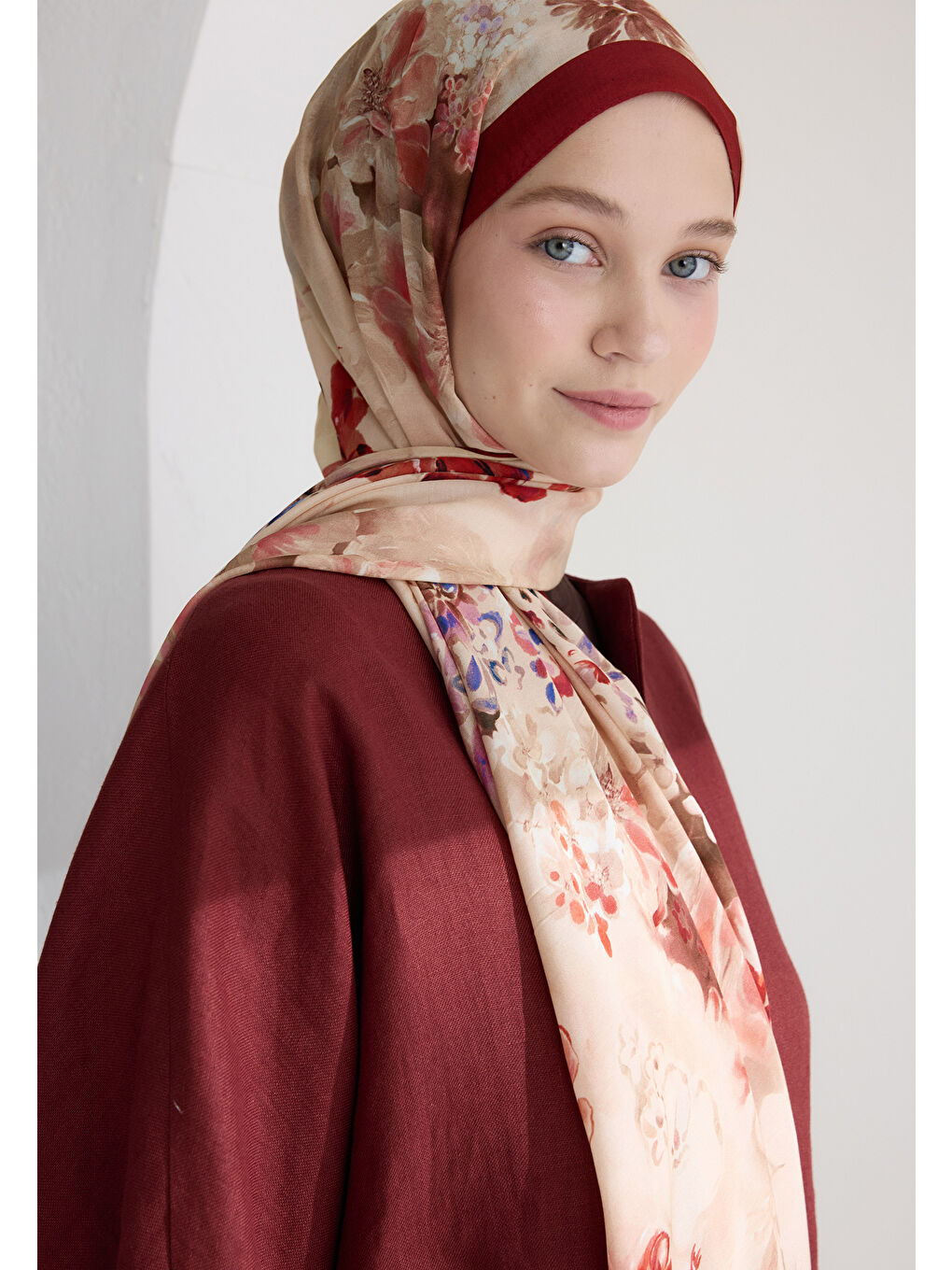 Peony Harmony Floş Viskon Şal Kırmızı-4