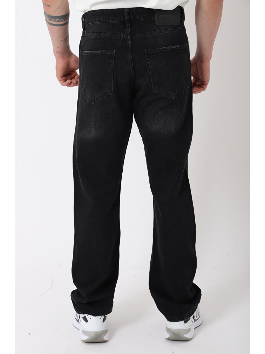 Siyah Rahat Baggy %100 Pamuk Jean Pantolon MM_0405-6