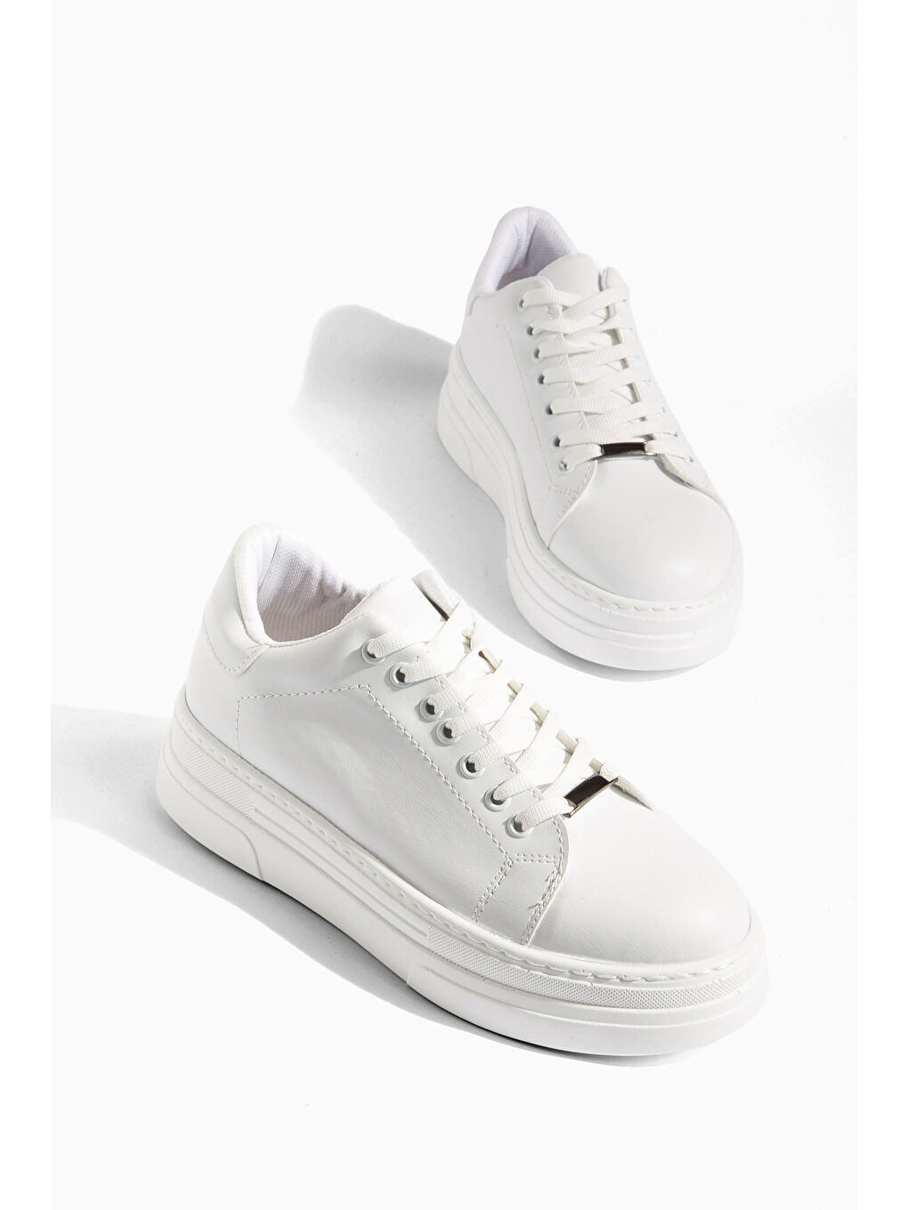 Beyaz D0718 Günlük Ortopedik Kadın Sneaker Spor Ayakkabı-1