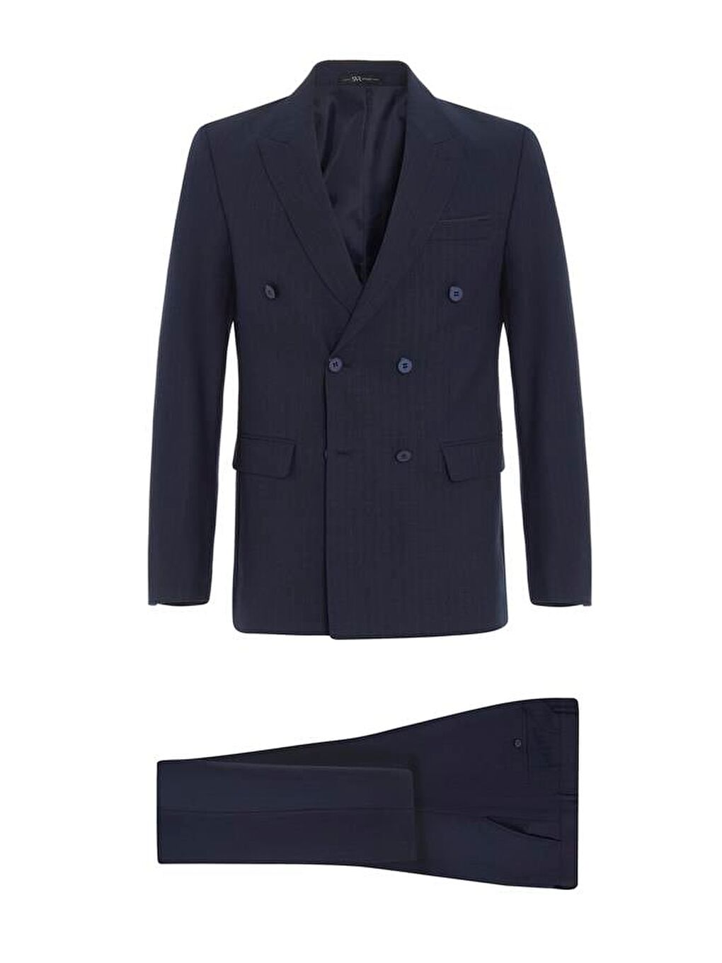 Lacivert Slim Çizgili Sivri Yaka 6 Drop Takım Elbise