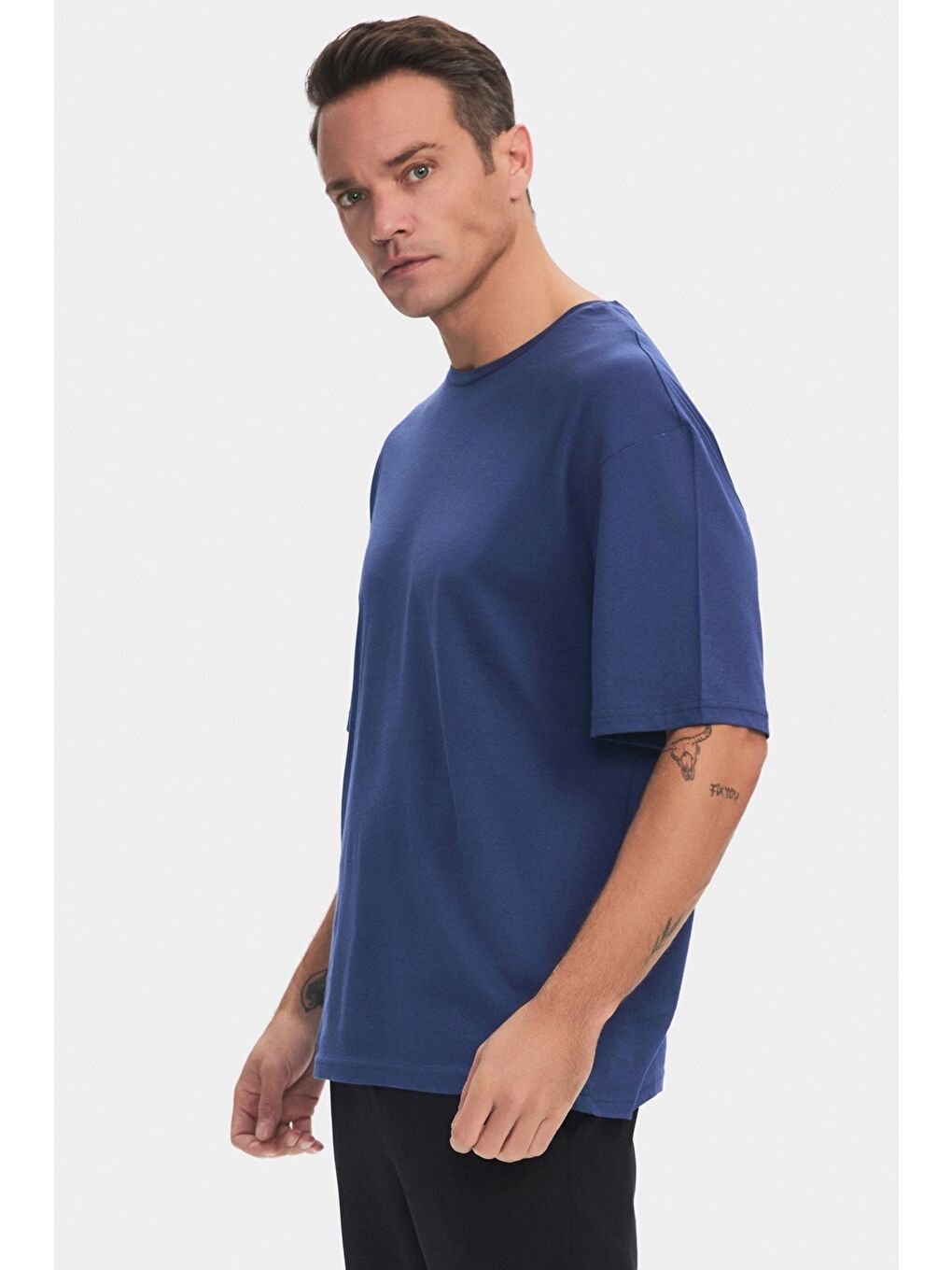 Lacivert Erkek 2'li Oversize Kalıp Tişört