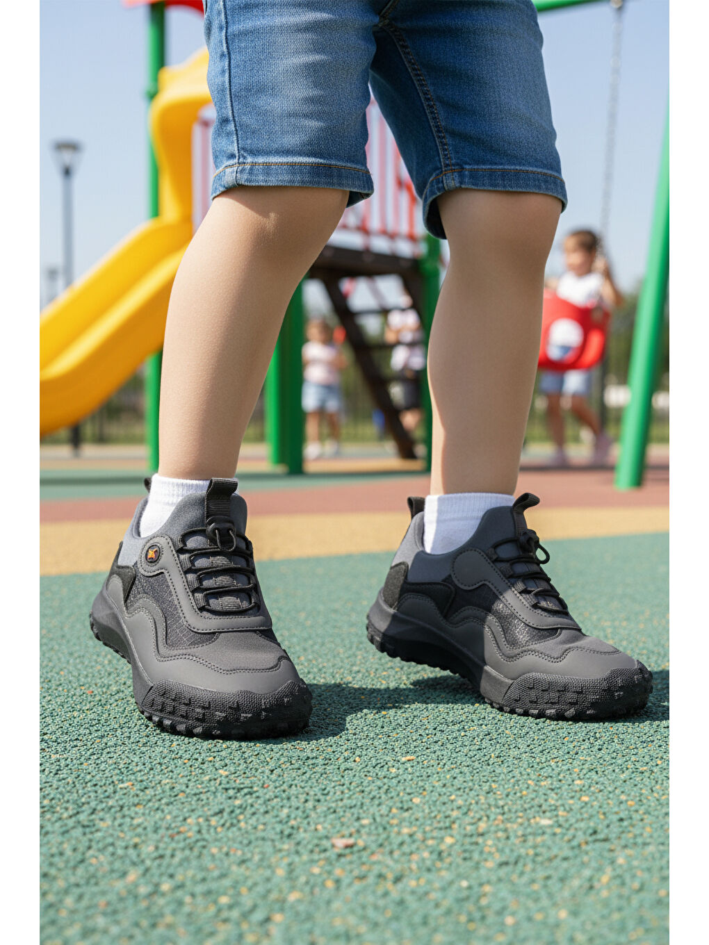 Gri Füme Suni Deri Çocuk Outdoor Ayakkabı G63 Kids F-2