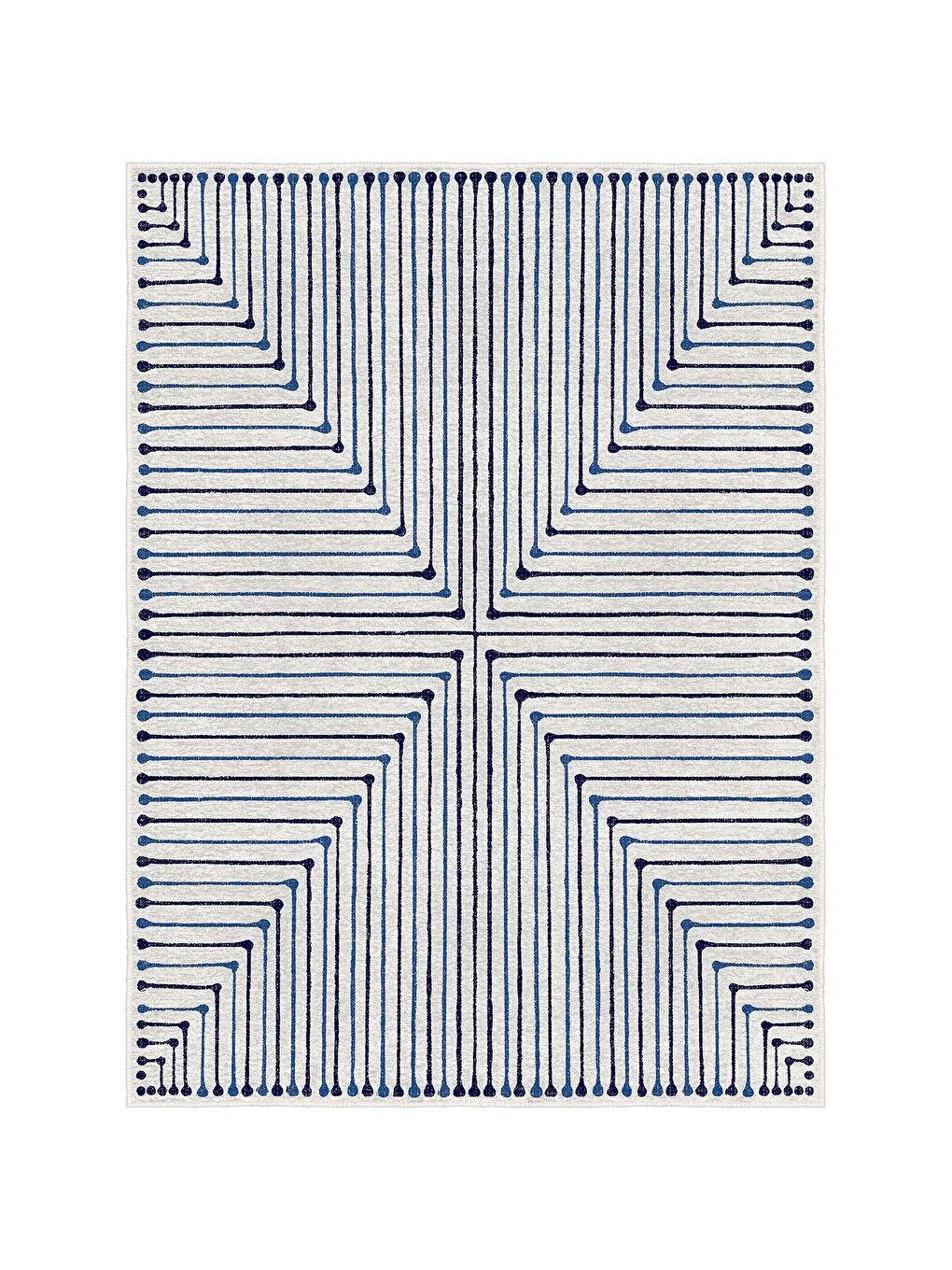 Lacivert Dekoratif Özel Tasarım Yıkanabilir İnce Kaymaz Tabanlı Modern Halı KECE FR22