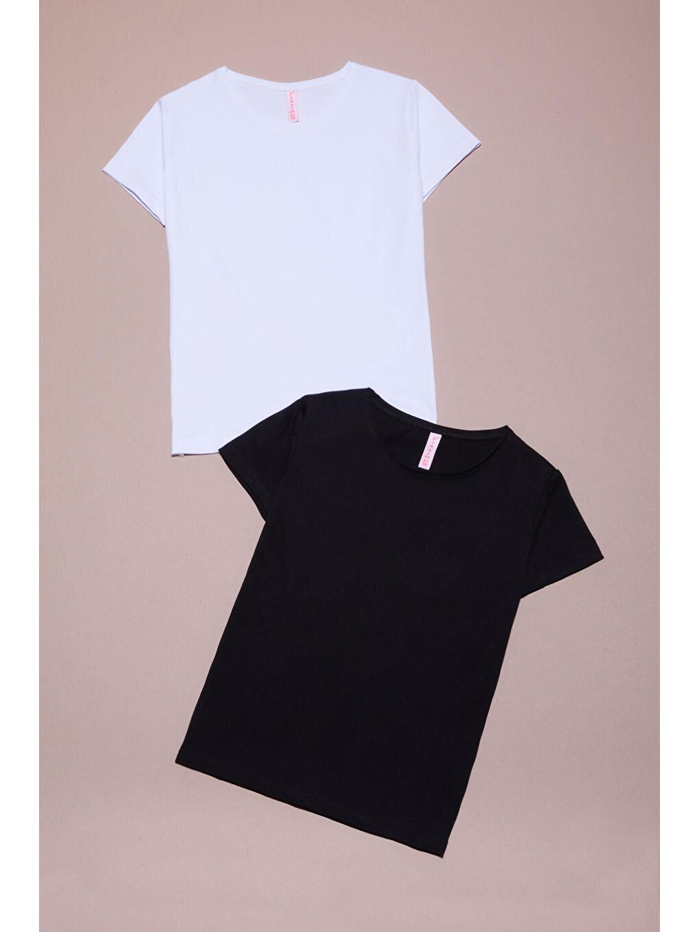 Kız Çocuk Kısa Kollu 2li Düz Tişört Siyah-Beyaz 16372
