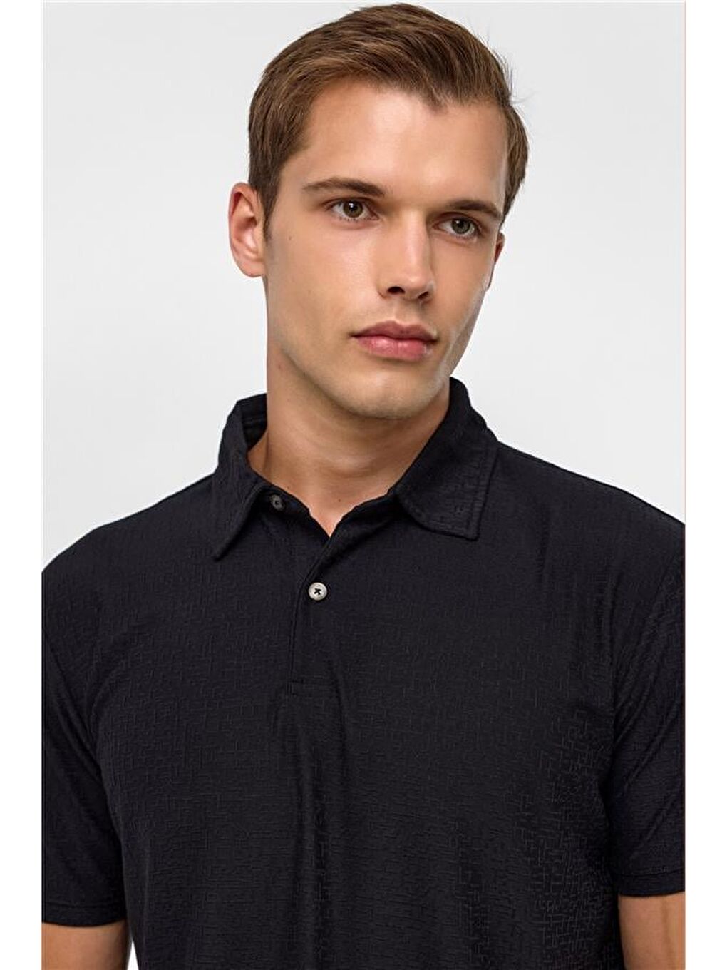 Siyah Regular Düz Polo Yaka Tişört-2