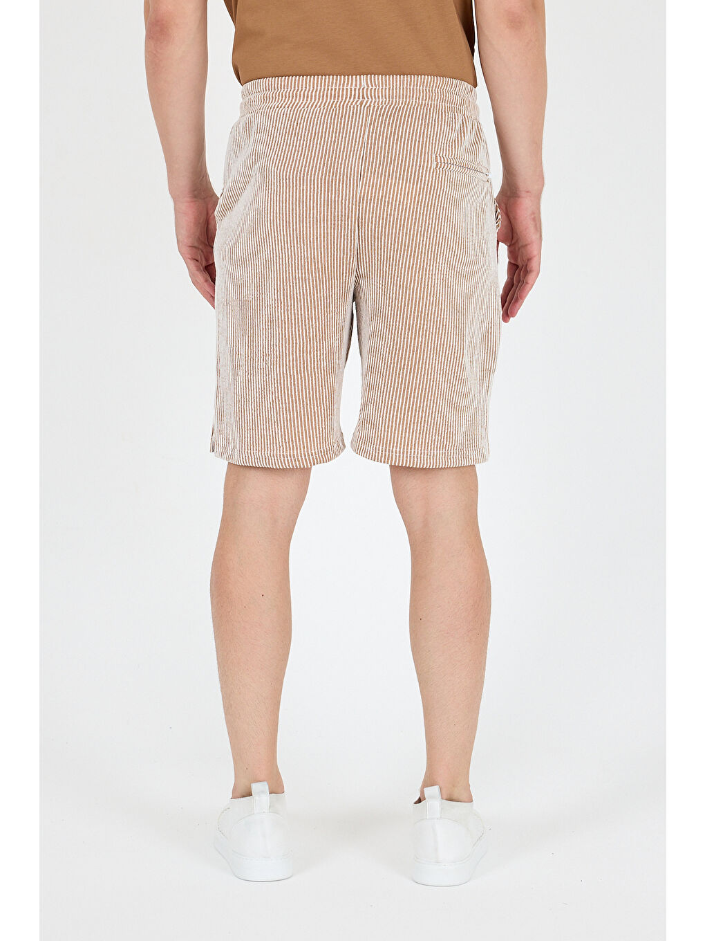 Kahverengi Erkek Yan Cepli Esnek Spor Şort | Rahat Kalıp Günlük Şort | Yazlık Hafif ve Şort 2239-3