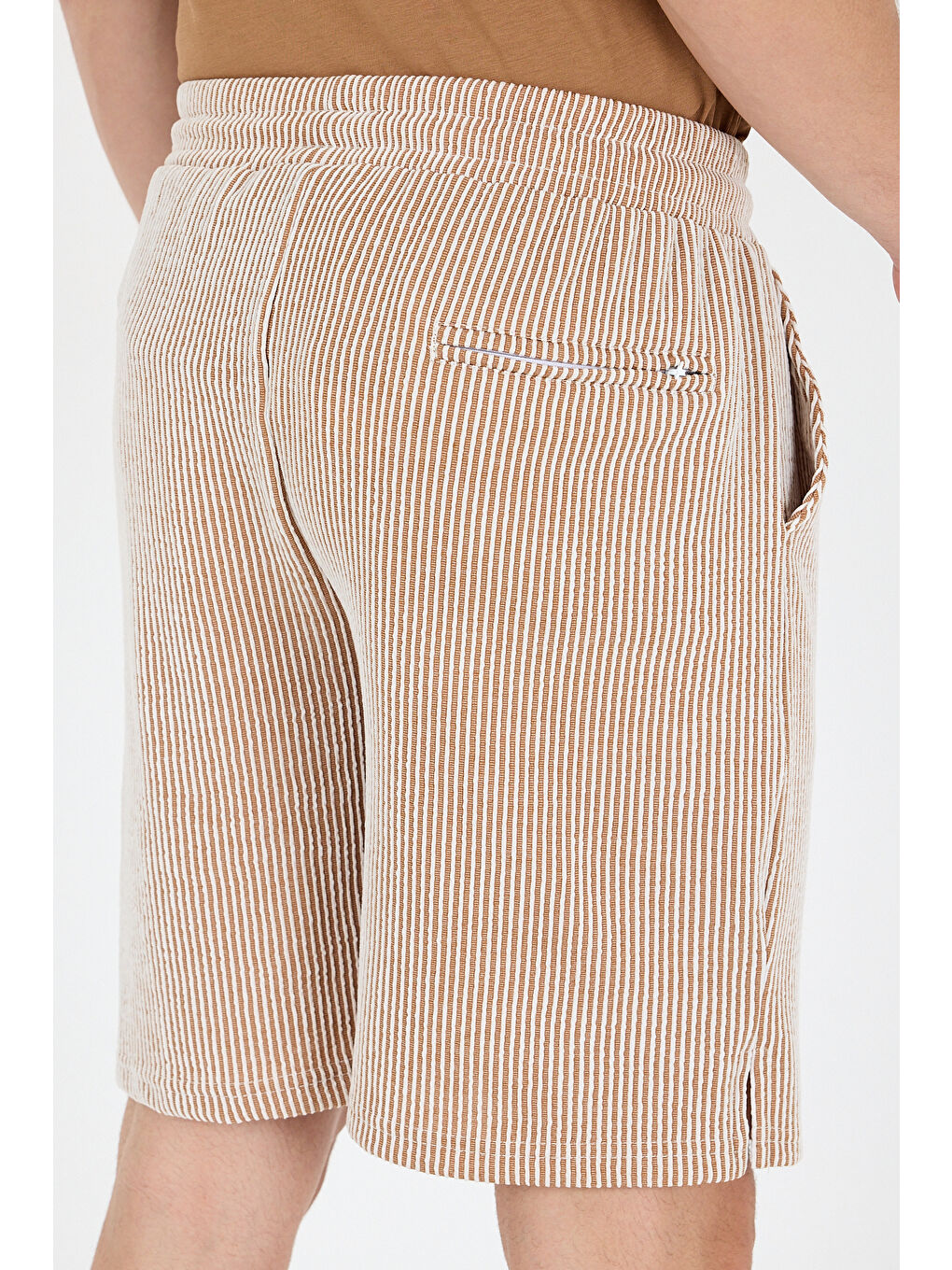 Kahverengi Erkek Yan Cepli Esnek Spor Şort | Rahat Kalıp Günlük Şort | Yazlık Hafif ve Şort 2239-4