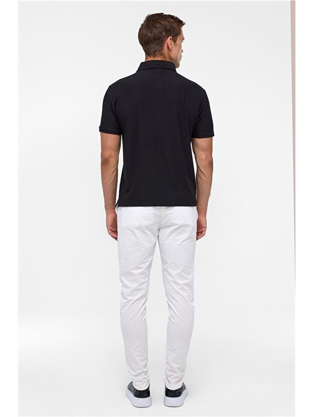 Siyah Regular Düz Polo Yaka Tişört-6