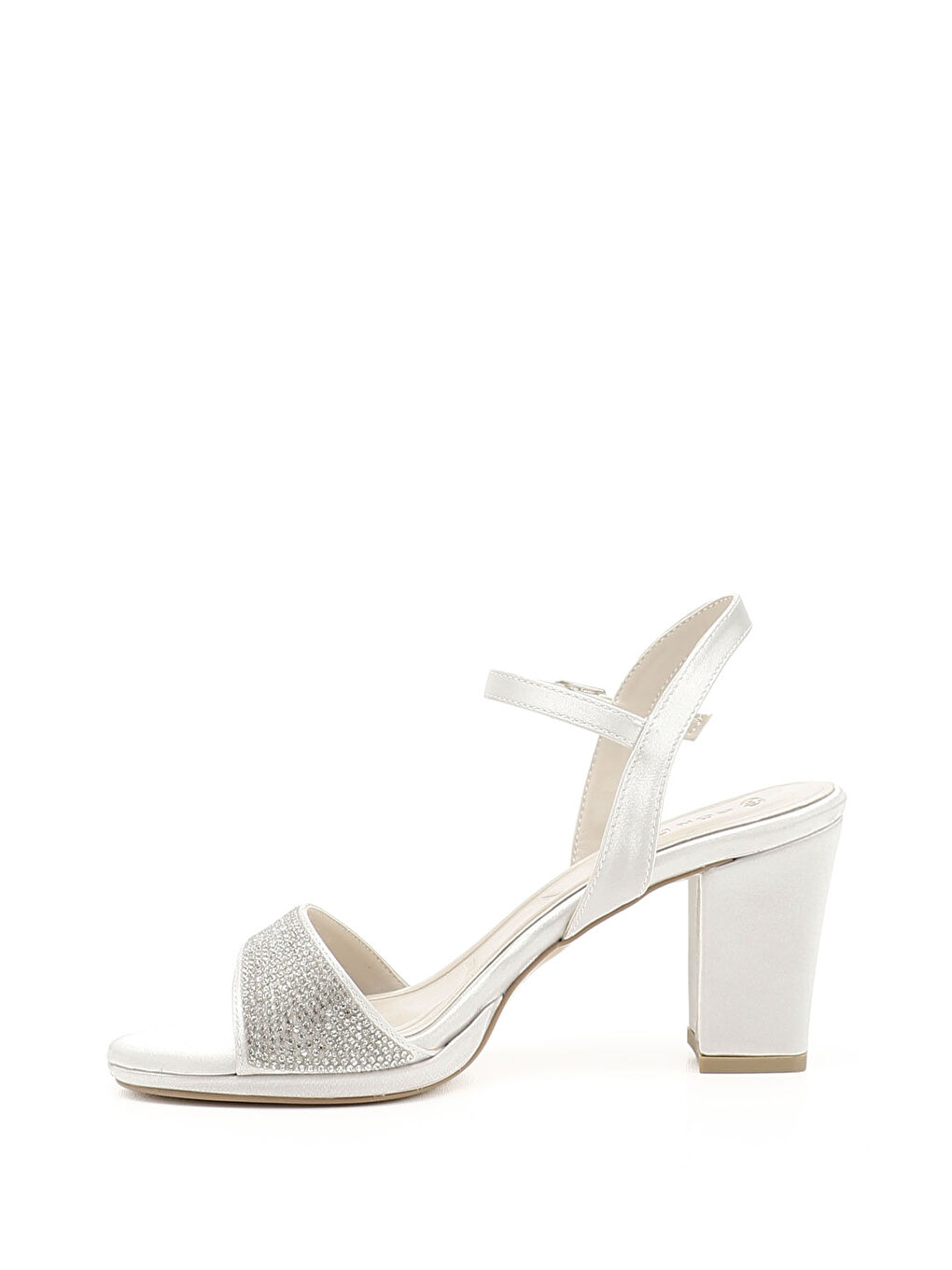 Gri Kadın GÜMÜŞ Taşlı Bilekten Bağlı Platform Topuklu Sandalet-2