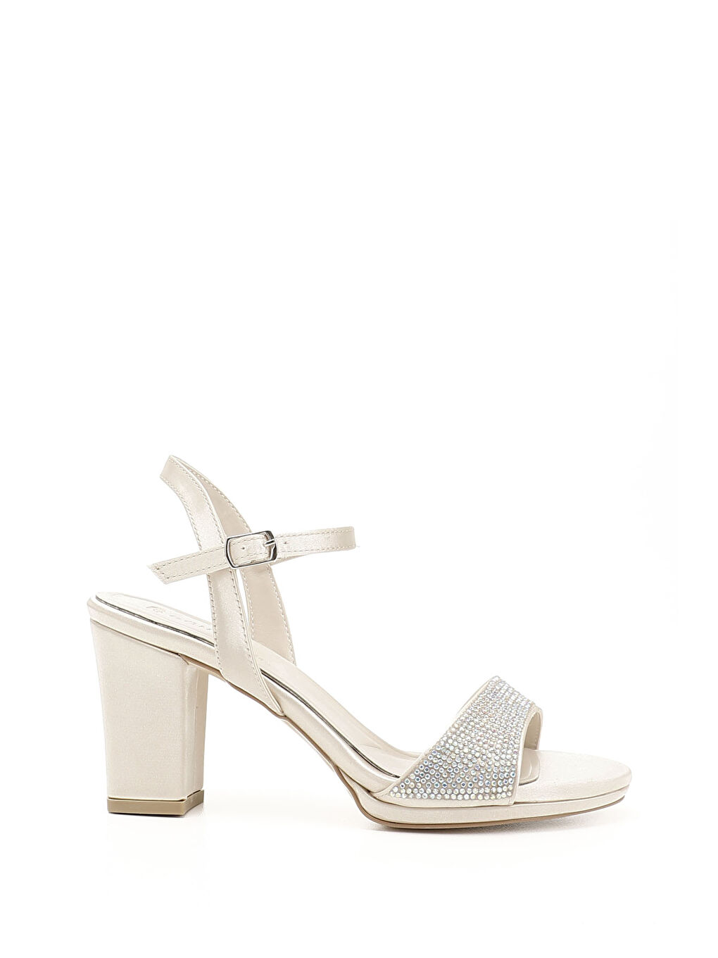 Sarı Kadın BRONZ Taşlı Bilekten Bağlı Platform Topuklu Sandalet