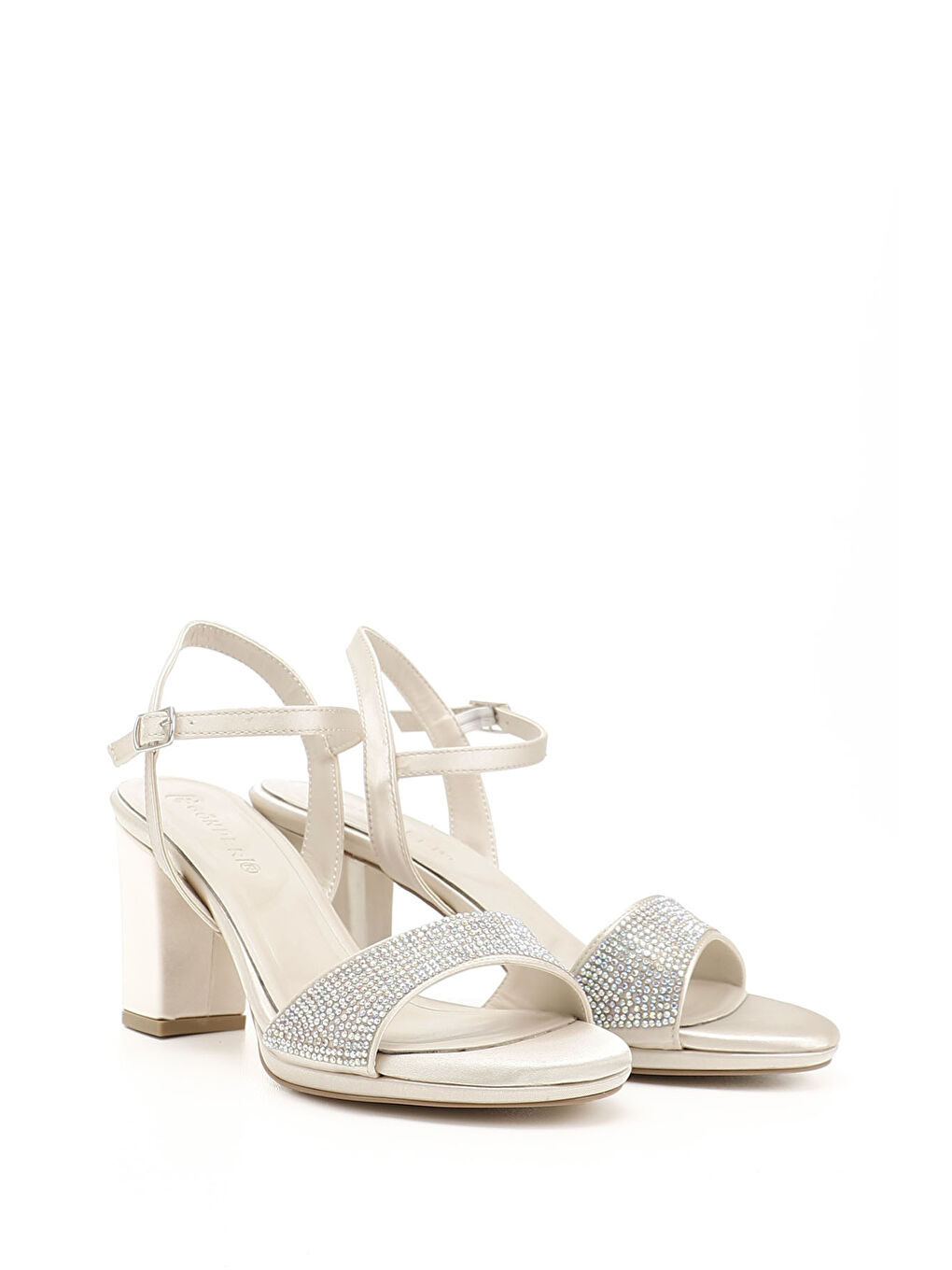 Sarı Kadın BRONZ Taşlı Bilekten Bağlı Platform Topuklu Sandalet-1