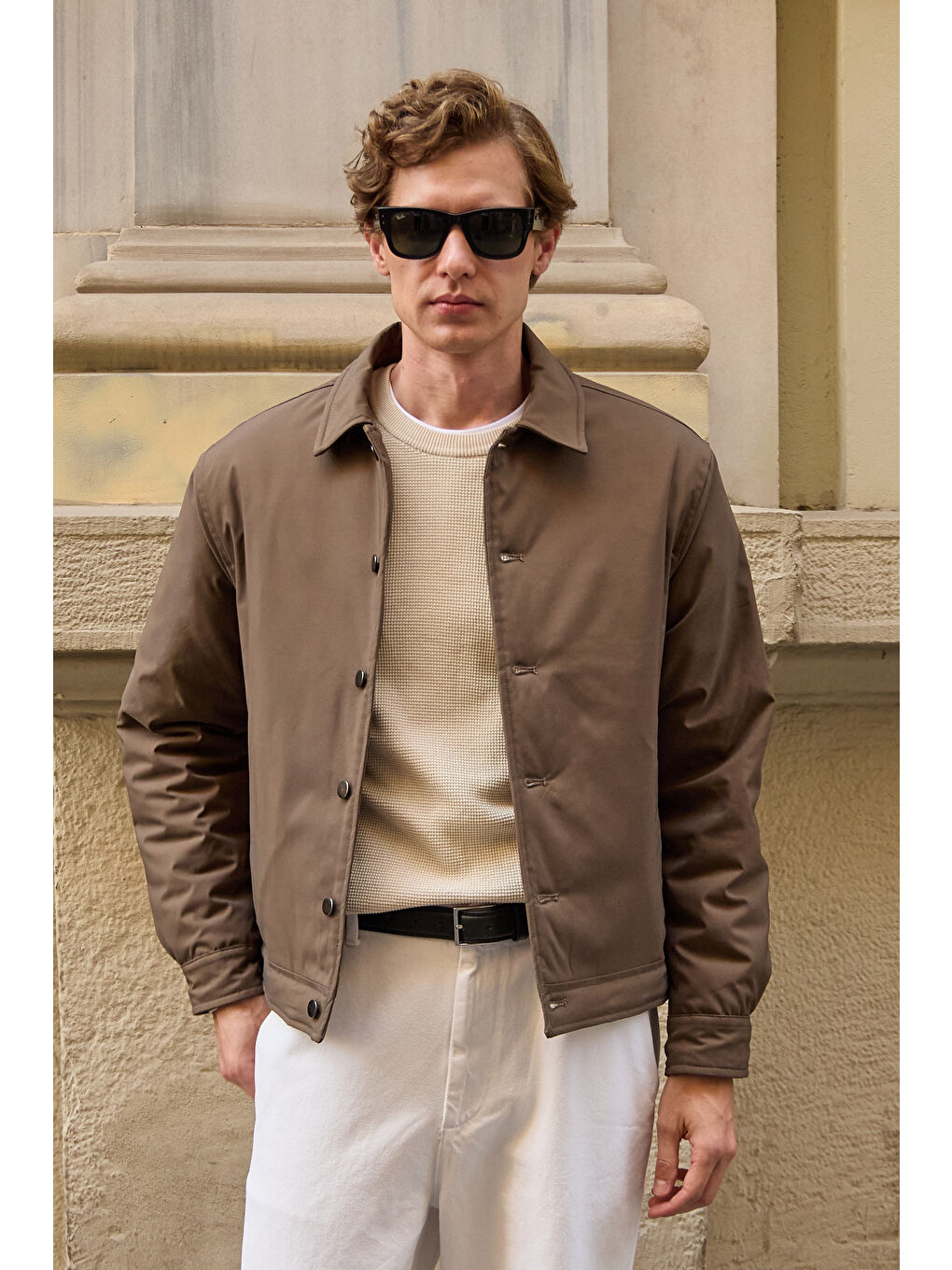 Erkek Basic Mont Ceket Kahverengi-1