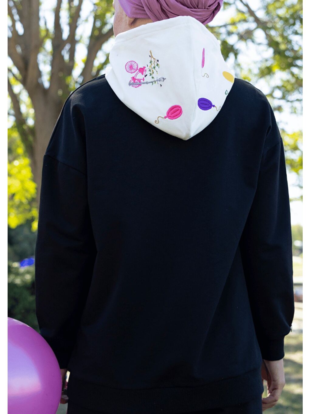 Karışık Sweatshirt Balon Nakışlı-1