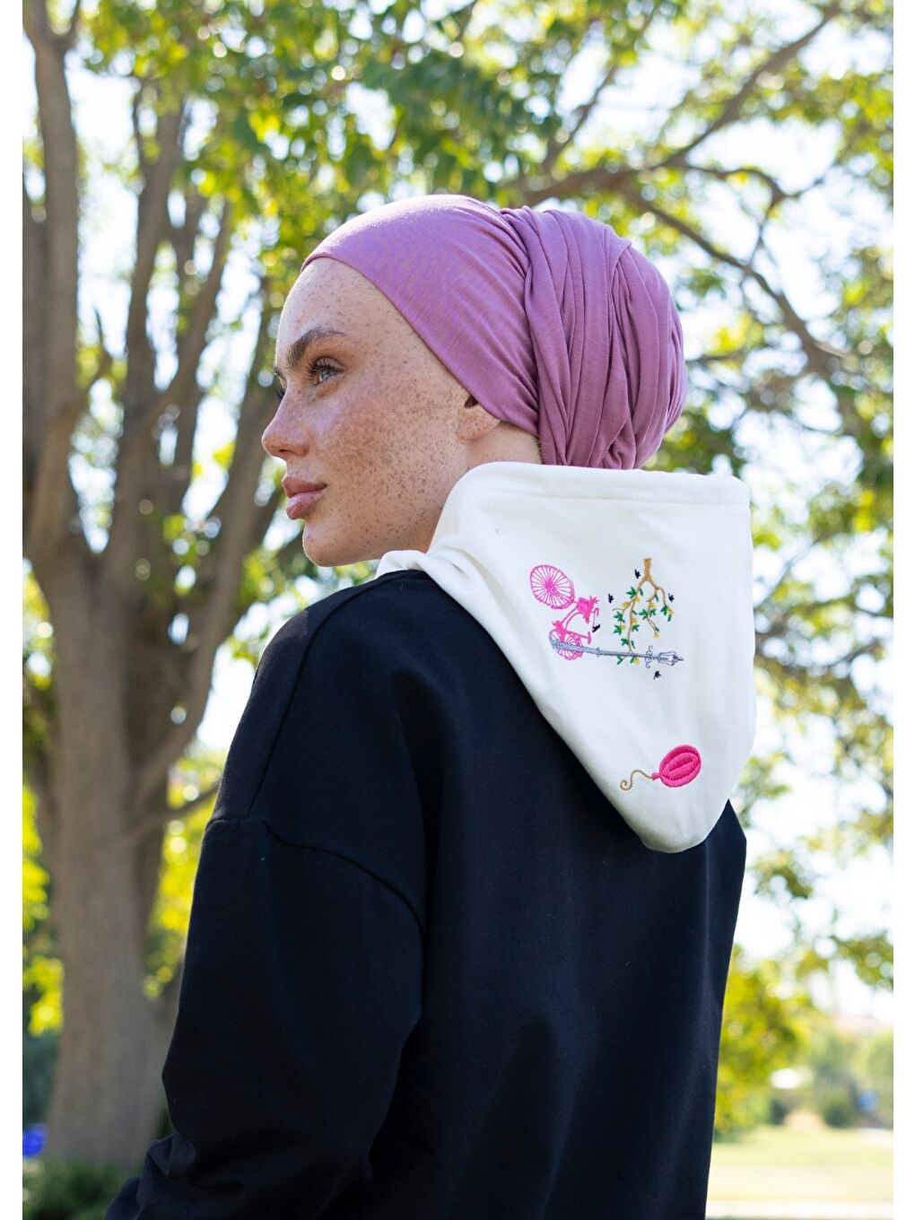 Karışık Sweatshirt Balon Nakışlı-3