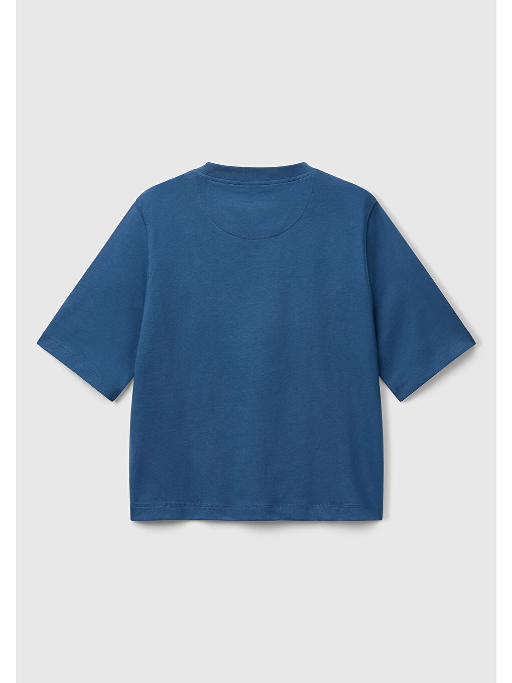 Mavi Kadın Denim %100 Pamuk Logo Baskılı Düşük Omuzlu Örme Relax Fit Tişört-3