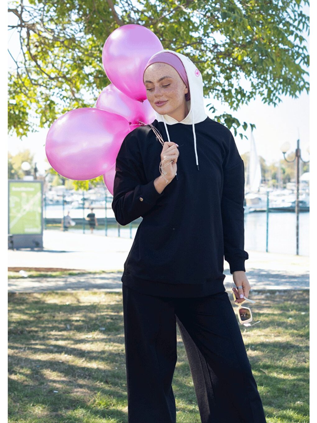 Karışık Sweatshirt Balon Nakışlı-4