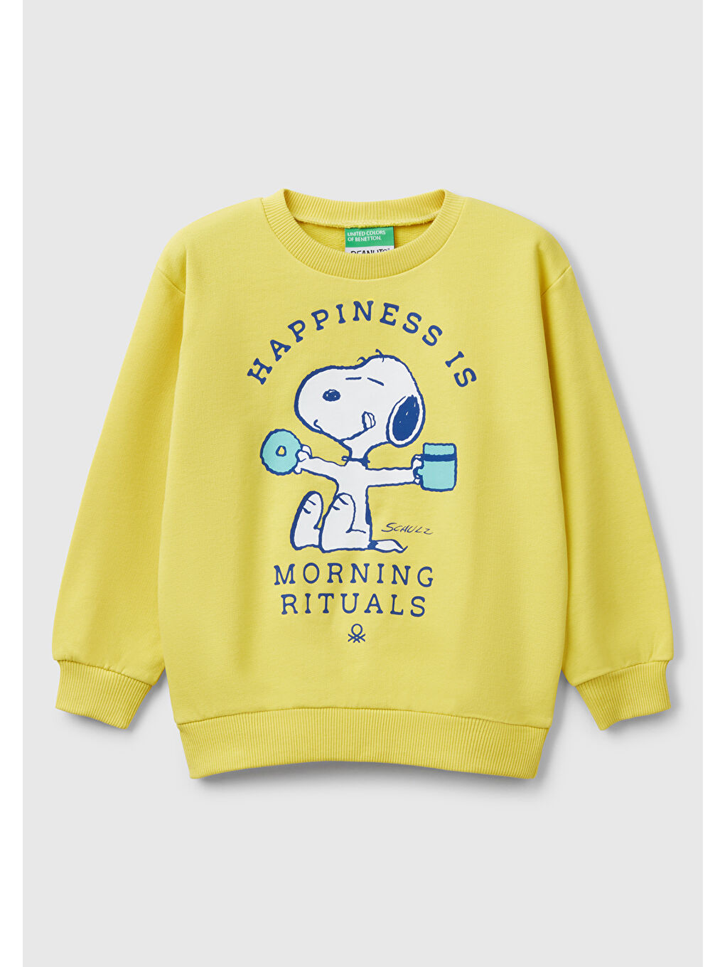 Erkek Çocuk Sarı Peanuts Baskılı Logo Etiketli Bisiklet Yaka Sweatshirt