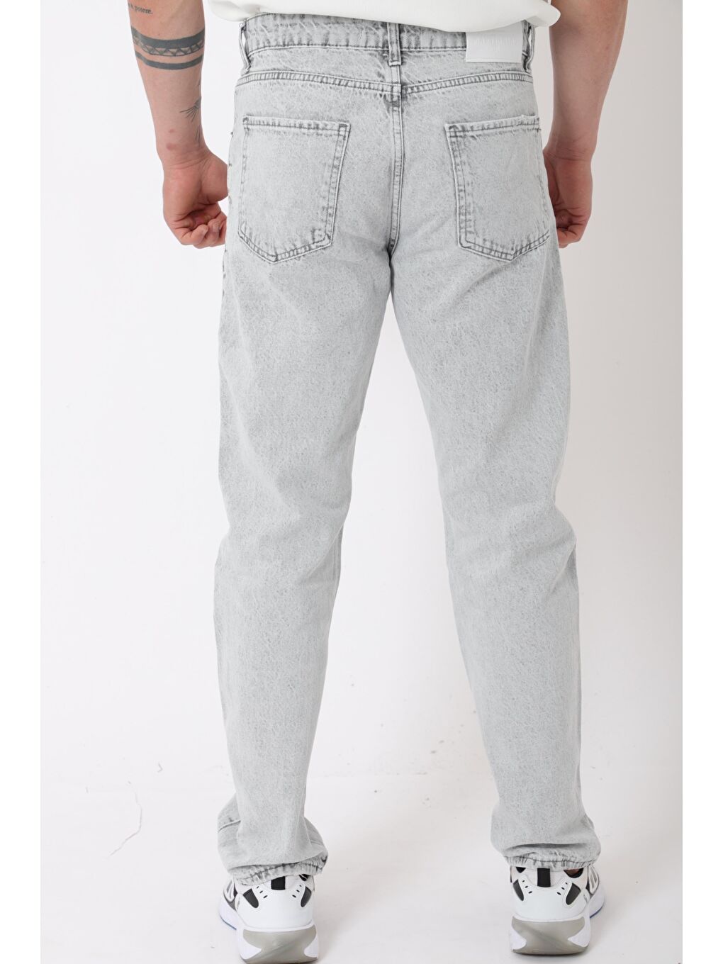 Gri Rahat Baggy %100 Pamuk Jean Pantolon MM_0405-5