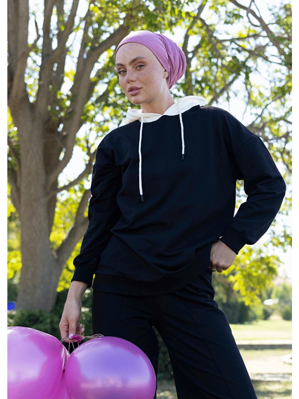 Karışık Sweatshirt Balon Nakışlı-6