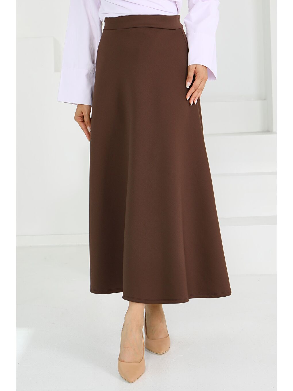 Kahverengi Puff Scuba Çan Etek Kahve - 27615-3