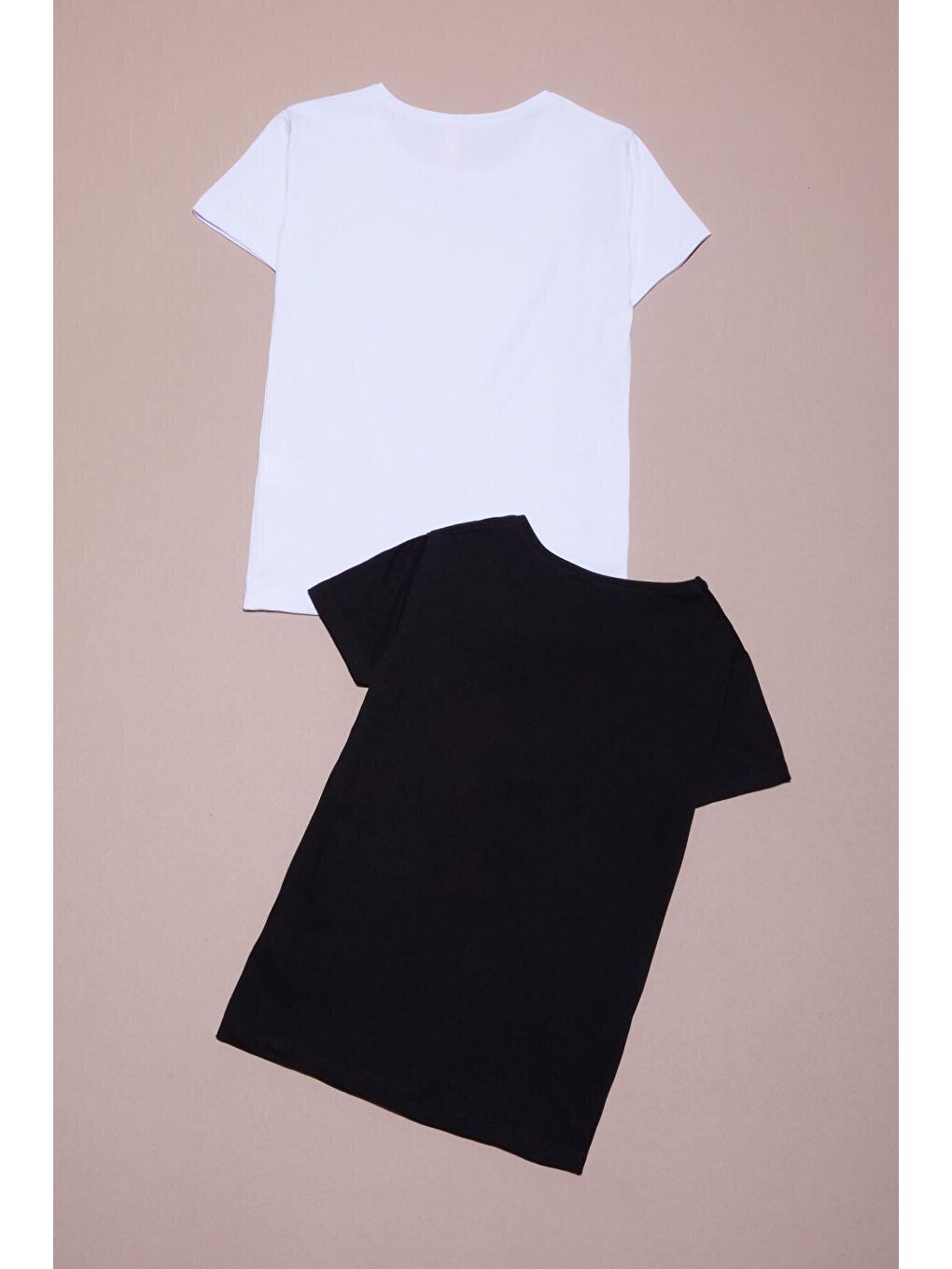 Kız Çocuk Kısa Kollu 2li Düz Tişört Siyah-Beyaz 16372-3